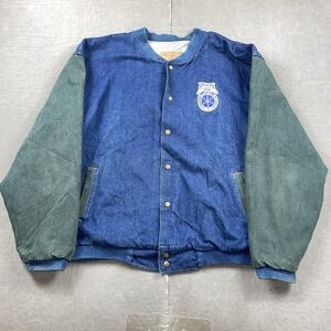 Vintage Teamsters Jacket Mens 2XL Denim Bomber‎ International Brotherhood Snap